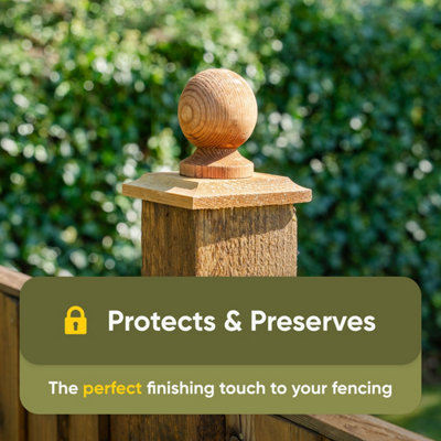 Brown Timber Fence Post Cap & Ball Finial 120 x 120mm - Fits 4 x 4" Square Posts (FREE DELIVERY) - 3