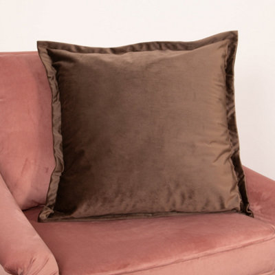 Brown Velvet Edged Cushion Cover