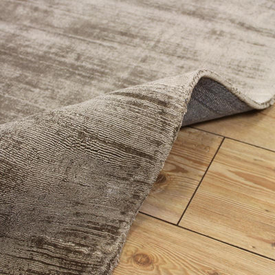 Brown Viscose Easy to clean Plain Handmade , Luxurious , Modern Rug for ...