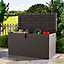 Brown Waterproof Plastic Large Outdoor Garden Storage Box Rattan Effect Deck Box 375 L