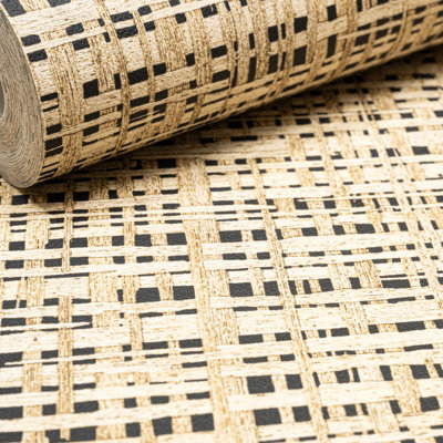 Brown Weave Effect Wallpaper Black Textured Thick Feature Wall Lounge Bedroom
