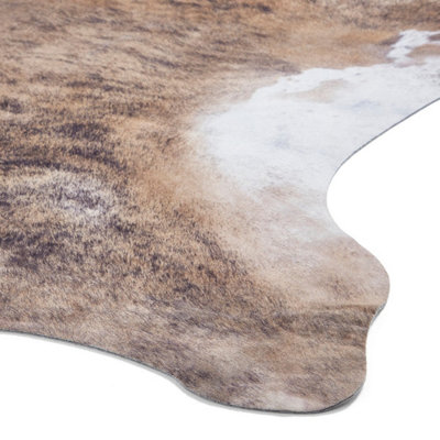 Brown White Abstract Modern Cowhide Easy to Clean Animal Rug For Dining ...