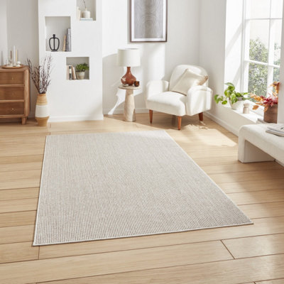 Brown White Plain 8mm Thick Rug, Stain-Resistant Anti-Shed Modern Rug for Bedroom, Living, & Dining Room-160cm X 230cm