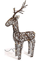 Brown Wicker Deer LED Christmas Reindeer Decoration 48 Warm White Lights 69cm