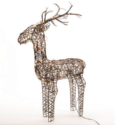 Brown Wicker Deer LED Christmas Reindeer Decoration 96 Warm White ...