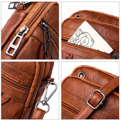 Brown Women Cross Body PU Leather Purse Wallet Mobile Phone