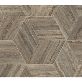 Brown Wood Effect Anti-Slip Vinyl Flooring for Dining Room, Kitchen & Living Room 4m X 4m (16m²)