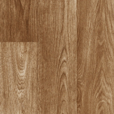 Brown Wood Effect Anti-Slip Vinyl Flooring For Kitchen, Bathroom, LivingRoom, 4.50mm Thick Vinyl Sheet-4m(13'1") X 3m(9'9")-12m²