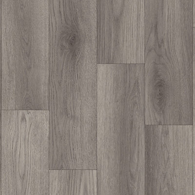 Brown Wood Effect Anti-Slip Vinyl Flooring for Living Room, Kitchen & Dining Room 4m X 4m (16m²)