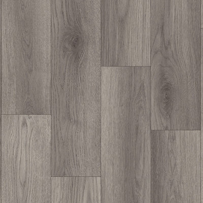 Brown Wood Effect Anti-Slip Vinyl Flooring for Living Room, Kitchen & Dining Room 5m X 3m (15m²)