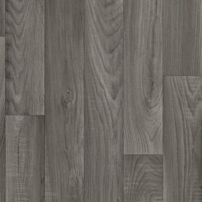 Brown Wood Effect Anti-Slip Vinyl Flooring for Living Room, Kitchen & Dining Room 7m X 4m (28m²)