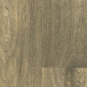 Brown Wood Effect Anti-Slip Vinyl Flooring For LivingRoom, Hallways, 2mm Textile Backing Vinyl Sheet -4m(13'1") X 2m(6'6")-8m²