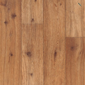 Brown Wood Effect Anti-Slip Vinyl Flooring For LivingRoom, Kitchen, 2mm Cushion Backed Vinyl Sheet-1m(3'3") X 2m(6'6")-2m²