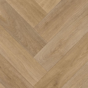 Brown Wood Effect  Herringbone Pattern   Vinyl Flooring For LivingRoom DiningRoom And Kitchen Use-2m X 3m (6m²)