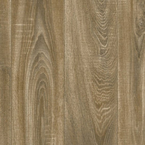 Brown Wood Effect Non Slip Vinyl Flooring For LivingRoom, Kitchen, 2.7mm Thick Cushion Backed Vinyl Sheet-1m(3'3") X 2m(6'6")-2m²