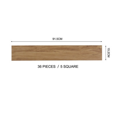 Brown Wood Effect Self Adhesive Vinyl Floor Plank Peel & Stick Flooring Tiles 36Pcs 5m²