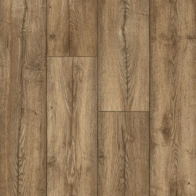 Brown Wood Effect Vinyl Flooring For LivingRoom, Hallway, Kitchen 2.0mmThick Cushion Backed-2m(6'6") X 2m(6'6")-4m²