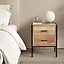 Brown Wooden 2 Drawers Bedside Table Cabinet Nightstand W 43 cm x D 40 cm x H 55 cm