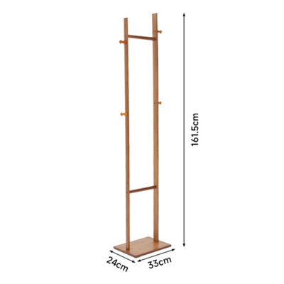 Brown Wooden Slim Clothing Rack with Hooks 33 x 24 x 161.5 cm