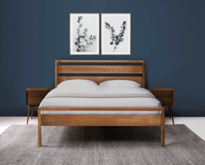 Bruno Mid Century Bed Double Mid Oak