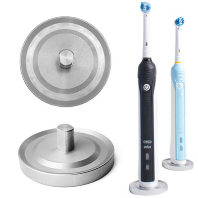 Brushed Aluminium Oral-B Electric Toothbrush Holder, Freestanding Toothbrush Stand (Matte Silver)