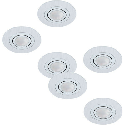 Brushed Aluminium Round Flush Ceiling Downlights - 2 Pack and 3 Pack Options