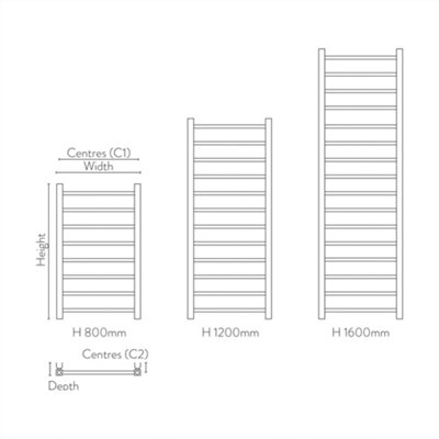Brushed Brass 1200 x 500 Heated Towel Warmer Rail Radiator