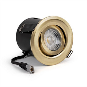 Brushed Brass 6W LED Downlight - 3K Warm White - Dimmable & Tilt IP44 - SE Home