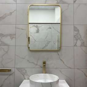 Brushed Brass 700mm x 500mm Plain Frame Mirror (13627)