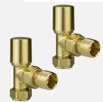 Brushed Brass Angled Radiator Valve Pair