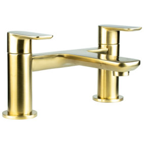 Brushed Brass Bath Filler Tap Dual Lever Luxury Finish