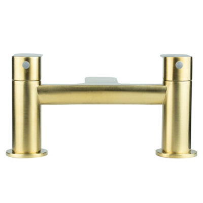 Brushed Brass Bath Filler Tap Dual Lever Luxury Finish