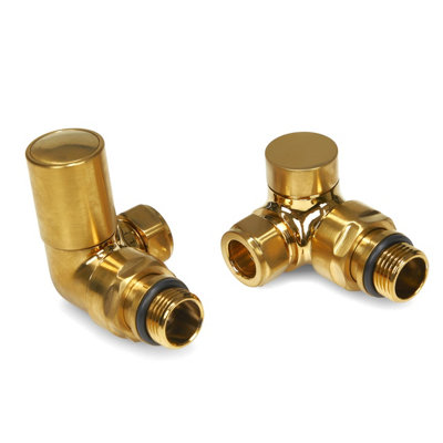 Brushed Brass Corner Manual Radiator Valve Pair | DIY At B&Q