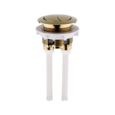 Brushed Brass Dual Flush Close Coupled Toilet Button & Seat Hinge Cover ...