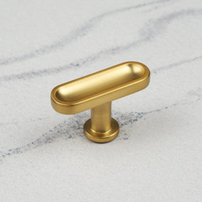 Brushed Brass Gold 52mm Pull Modern Grooved Cabinet Handle Cupboard Door Drawer Wardrobe Furniture Replacement Upcycle