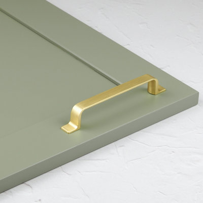 Brushed Brass Gold Cupboard 128mm Handle Strap Design Cabinet Door Drawer Bedroom Bathroom Wardrobe Furniture