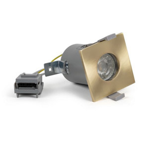 Brushed Brass GU10 Square Fire Rated Downlight - IP65 - SE Home