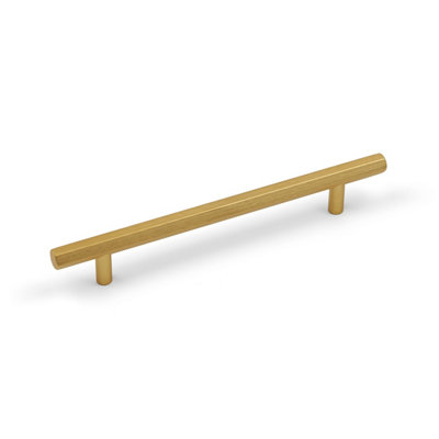 Brushed Brass Hexagon T-Bar Pull Cabinet Bar Handle 160mm Refurbish Renovate