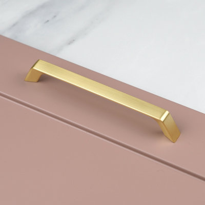 Brushed Brass Kitchen Handle 160mm Tapered Handle Pull Bathroom Bedroom Cupboard Door Drawer Gold