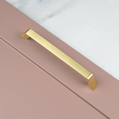 Brushed Brass Kitchen Handle 160mm Tapered Handle Pull Bathroom Bedroom Cupboard Door Drawer Gold