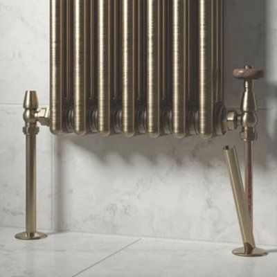 Brushed Brass Radiator Pipe Covers & Collars 15mm, 300mm Length, 2 Pack ...