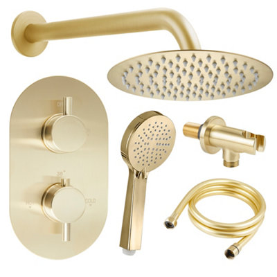 Gold Shower Faucet newest Set with Valve, Brushed Gold Shower Fixtures, Rain Shower Sys