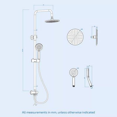 Brushed Brass Shower Overhead Rainfall Rigid Riser Thermostatic Valve Kit