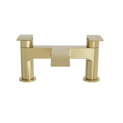 Brushed Brass Sleek Waterfall Basin & Bath Filler Tap Pack - 5