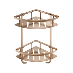 Brushed Bronze Double Shower Corner Caddy Basket