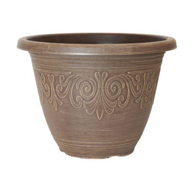 Brushed Butterscotch Round Laurel Planter Container For Growing