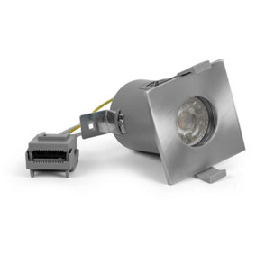 Brushed Chrome GU10 Square Fire Rated Downlight - IP65 - SE Home