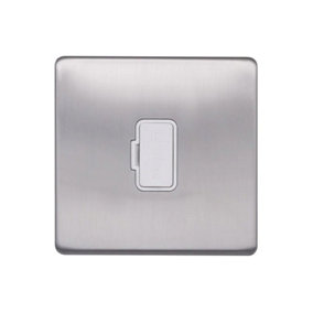 Brushed Chrome Screwless Plate  13A UnSwitched Fuse Connection Unit - White Trim - SE Home