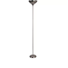 Brushed Chrome Torchiere Uplighter Floor Lamp Elegant Standing Light for Home Modern Design Lighting Living Room Bedroom Decor