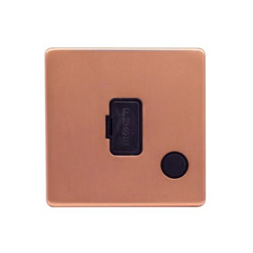 Brushed Copper Screwless Plate 13A UnSwitched Connection Unit Flex Outlet - Black Trim - SE Home